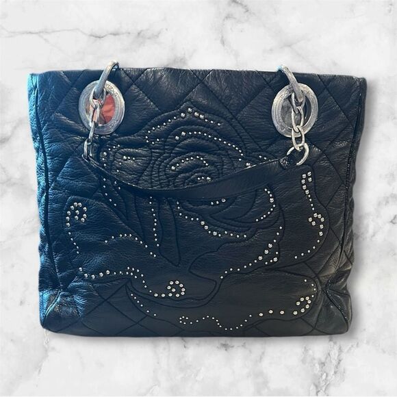 Brighton Black Leather Quilted hand shoulder Bag - Picture 2 of 13